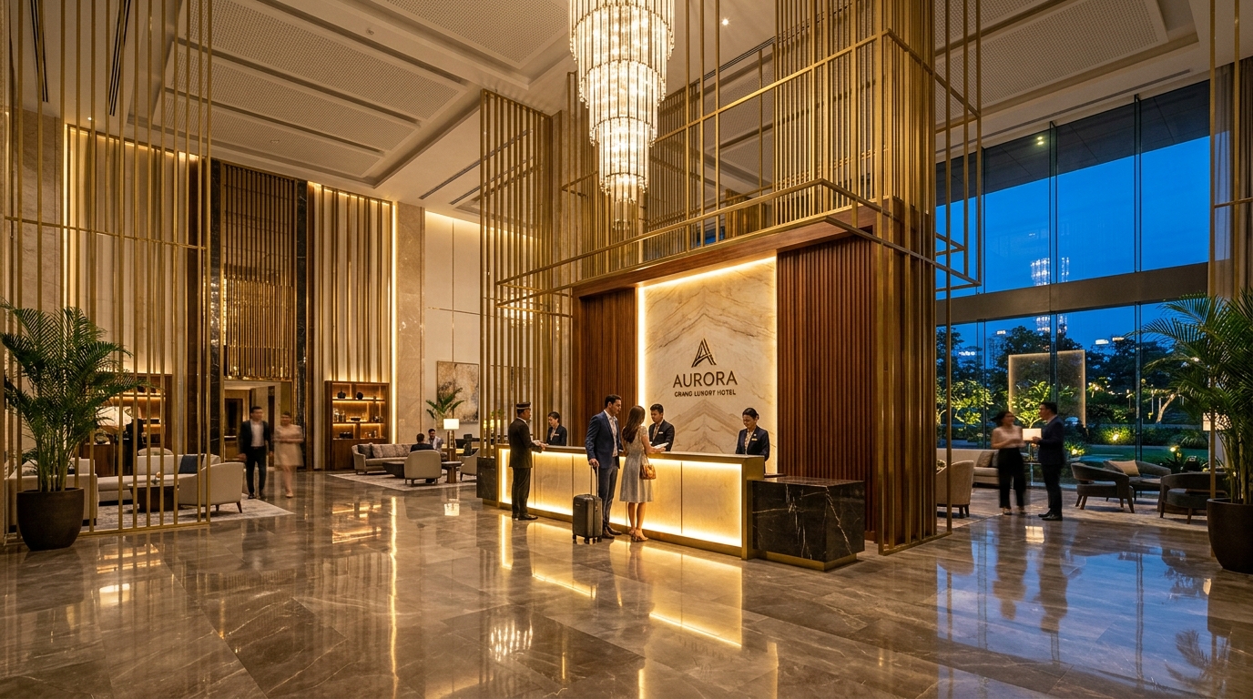 5-Star Grand Hotel Reception Lobby